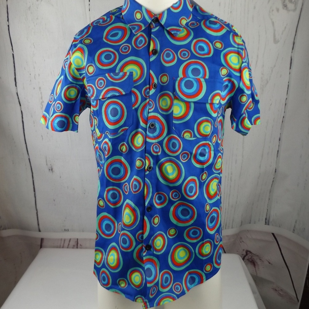Jogal Button Circles Dots Geometric Retro Shirt M